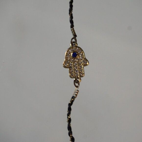 Hamsa Hand Braded Bracelet With Blue Evil Eye Protection Charm - Picture 4 of 4